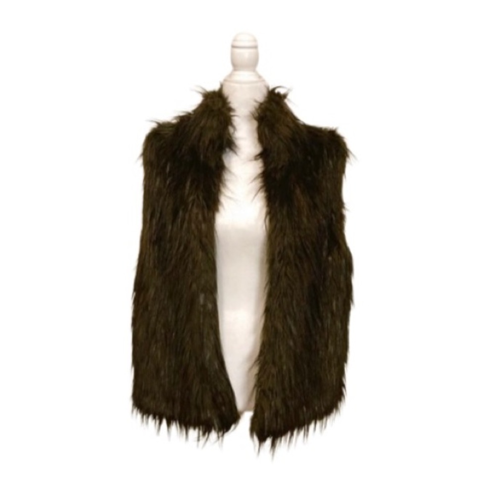 Michael Kors Dark Brown Sleeveless Faux Fur Vest - Size L - Picture 3 of 11
